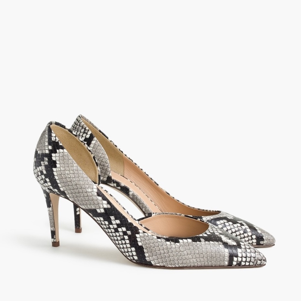 🎉HP🎉 J. Crew D’Orsay Lucie Snakeskin Embossed Leather Heels Women’s 9.5 EUC
